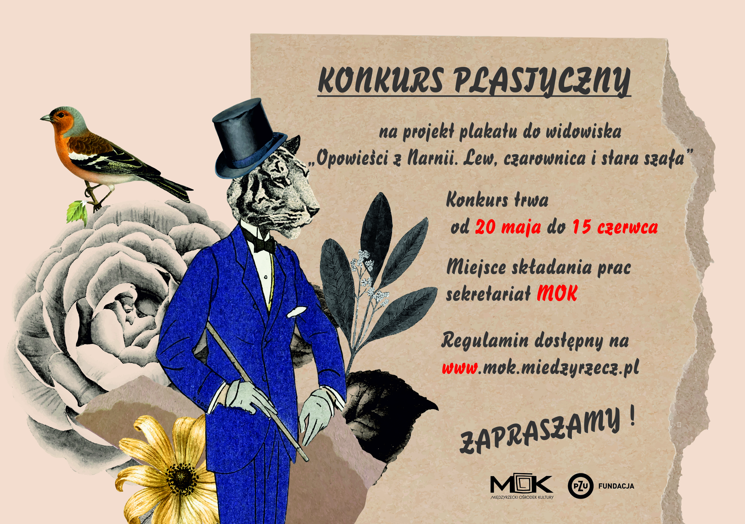 plakat Konkursu na projekt plakatu do widowiska "Opowieści z Narnii: Lew, Czarownica i Stara Szafa"